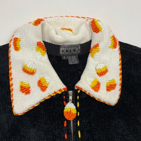 Vintage The Collective Works of Berek 2 Black Halloween Beaded Vest Sz M - Picture 5 of 16